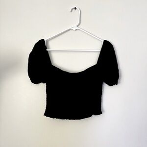 Wilfred black puff sleeve black blouse